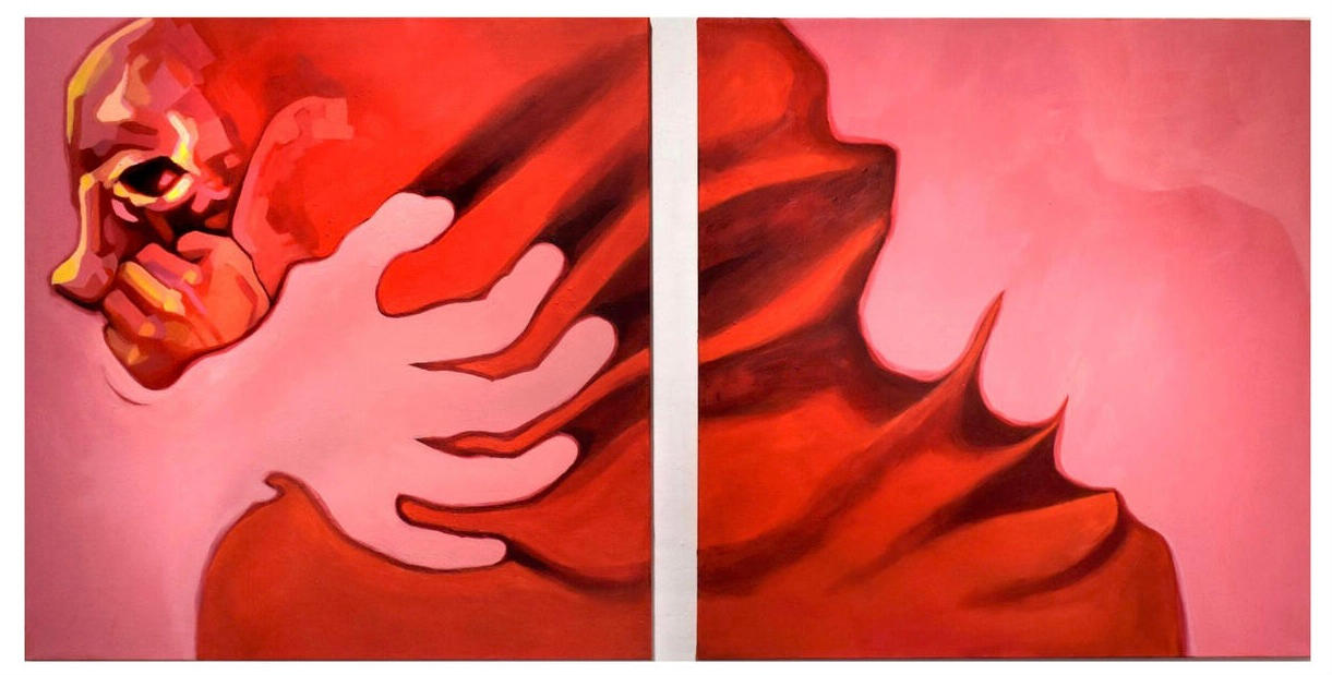 Going Home Acrylic on two 30&quot; x 30&quot; canvases. April 2024.