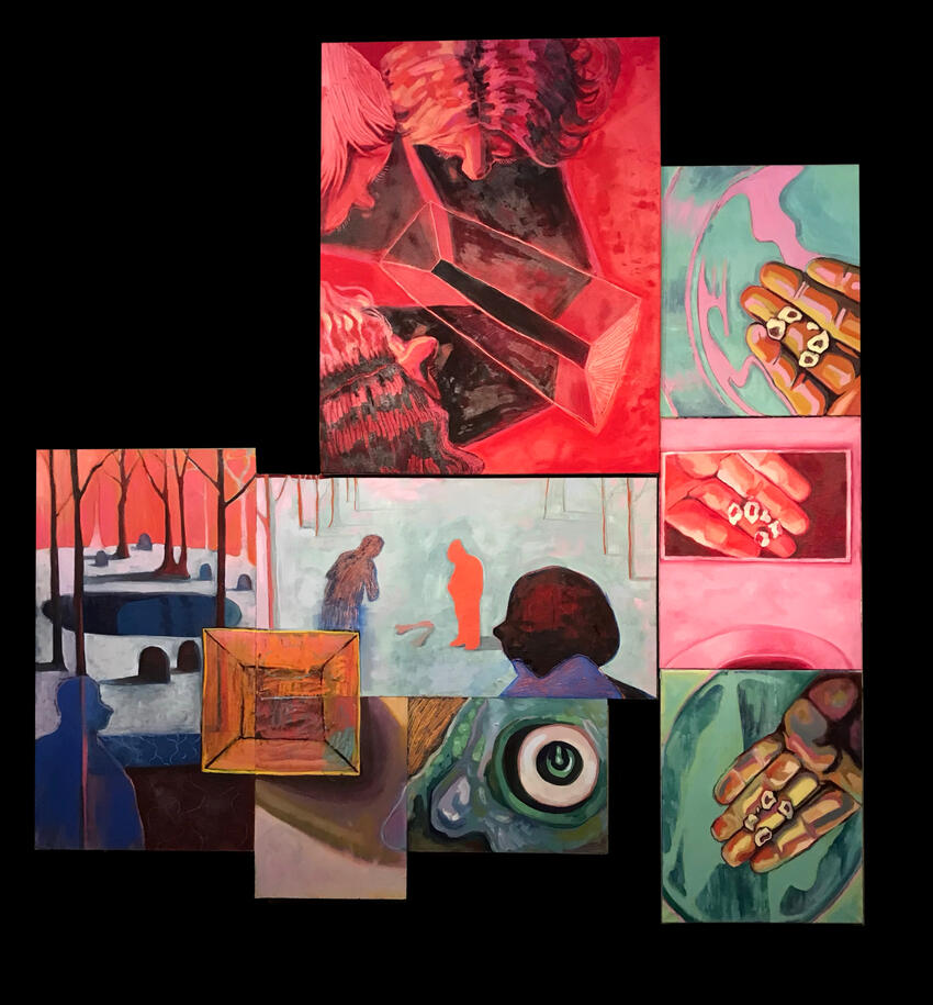 Ex-voto Oil on canvas and wood panel. April 2024.